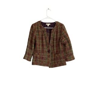 Coldwater Creek Blazer Womens 8 Multicolor Tweed Wool Blend Button Pocket Work